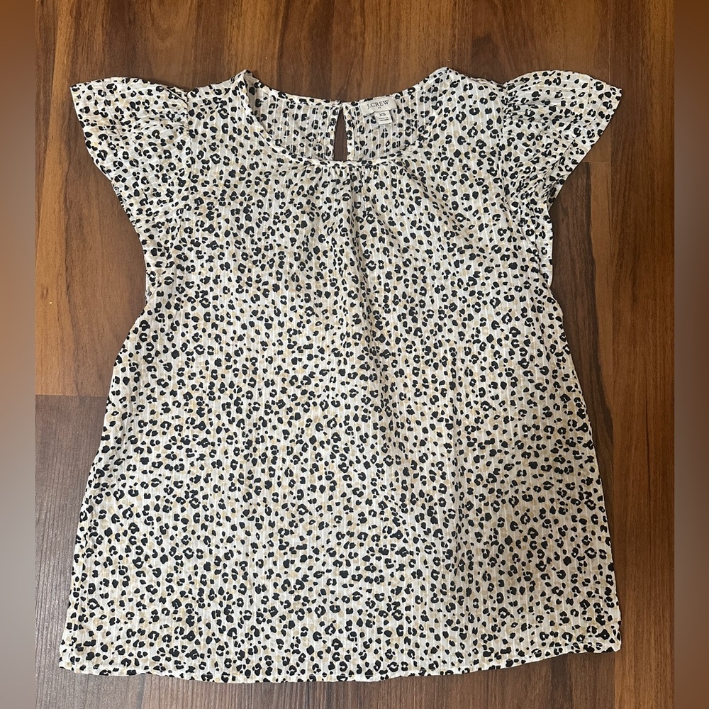 J. Crew Black and White Patterned Blouse